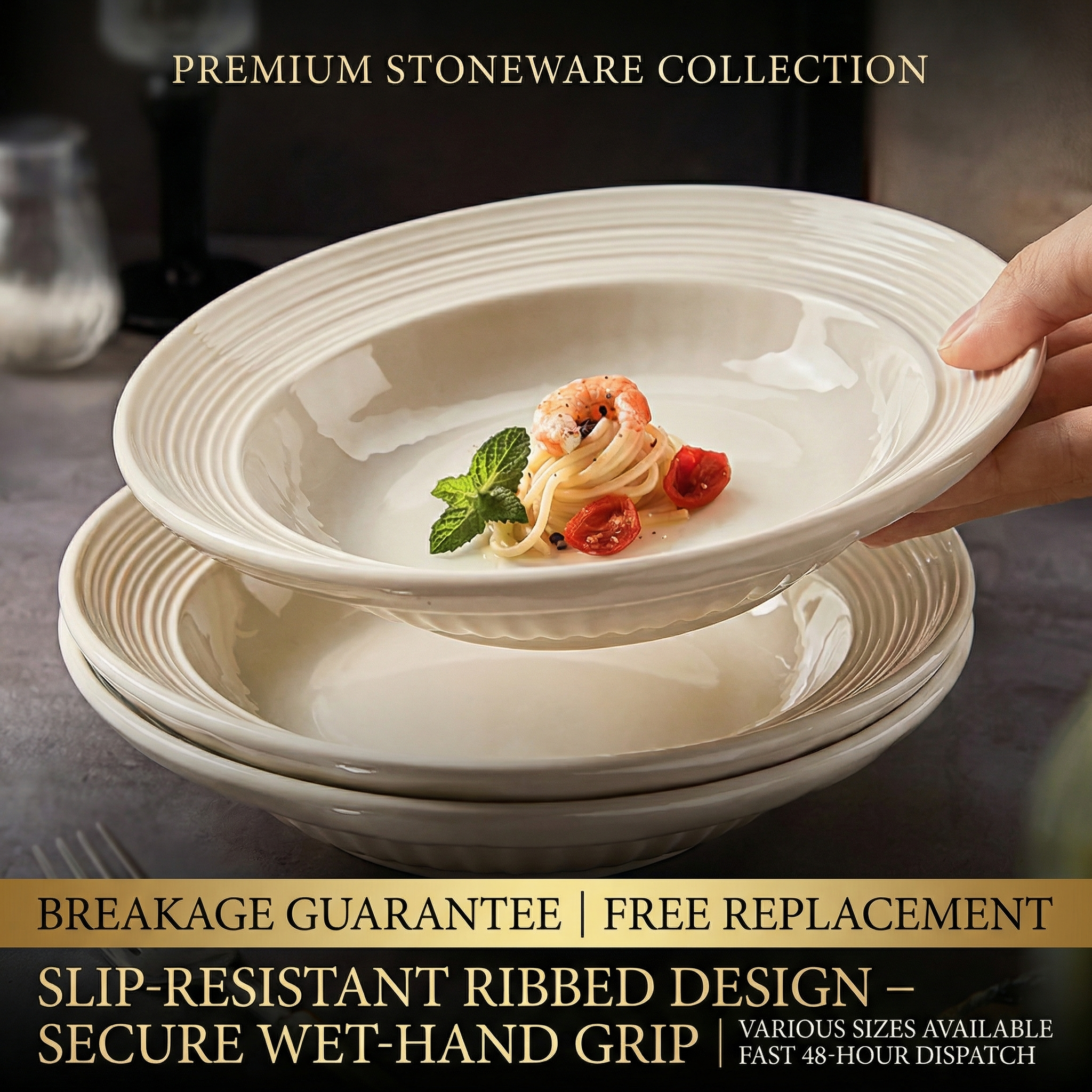 Ceramic pasta and salad plate