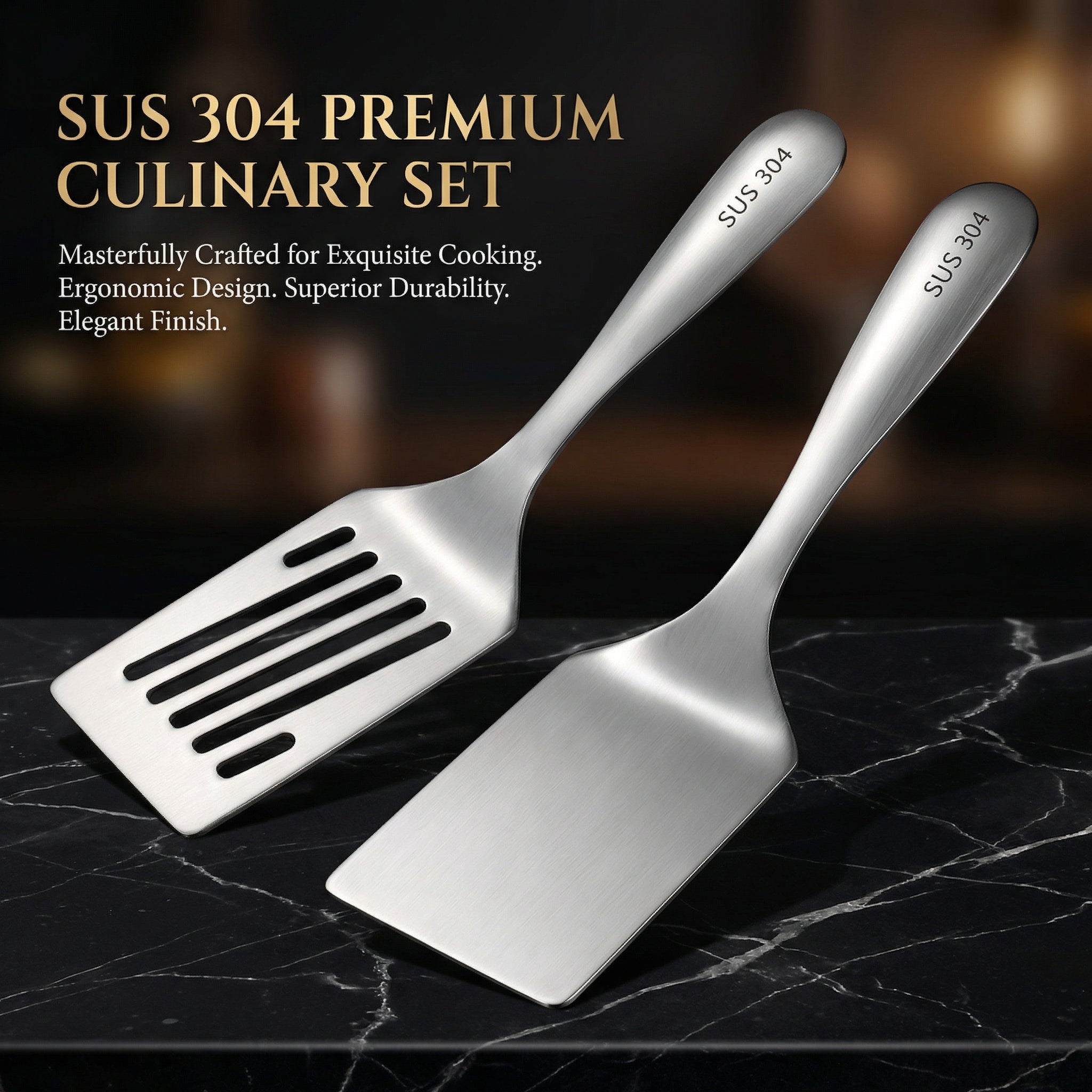304 stainless steel Japanese-style sandblasted short-handled steak spatula