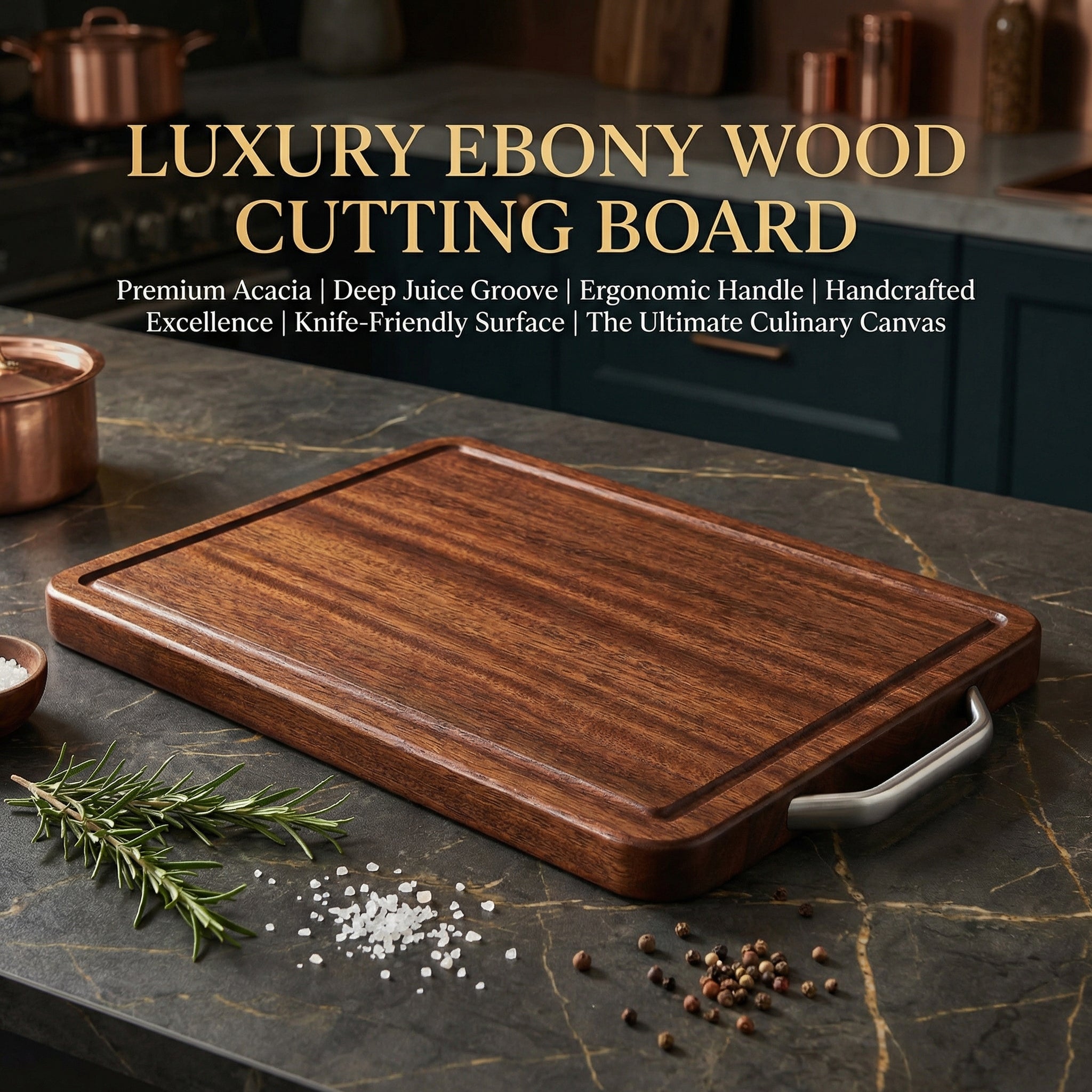 Household antibacterial and anti-mildew chopping board made of solid ebony