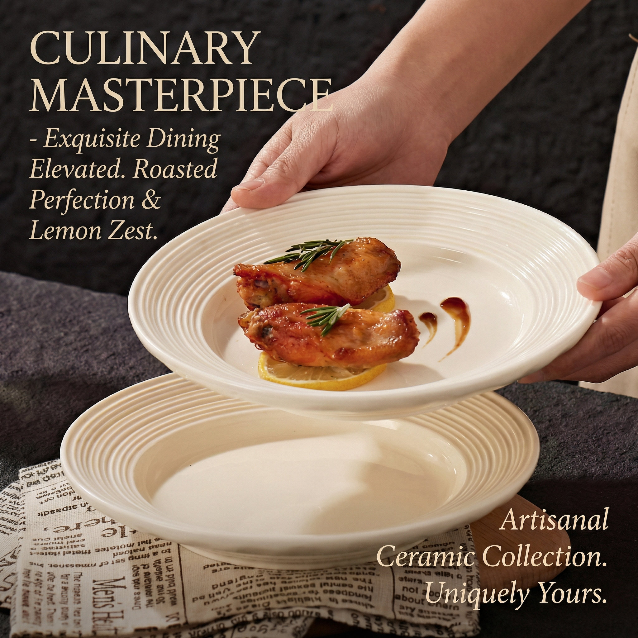 Ceramic pasta and salad plate