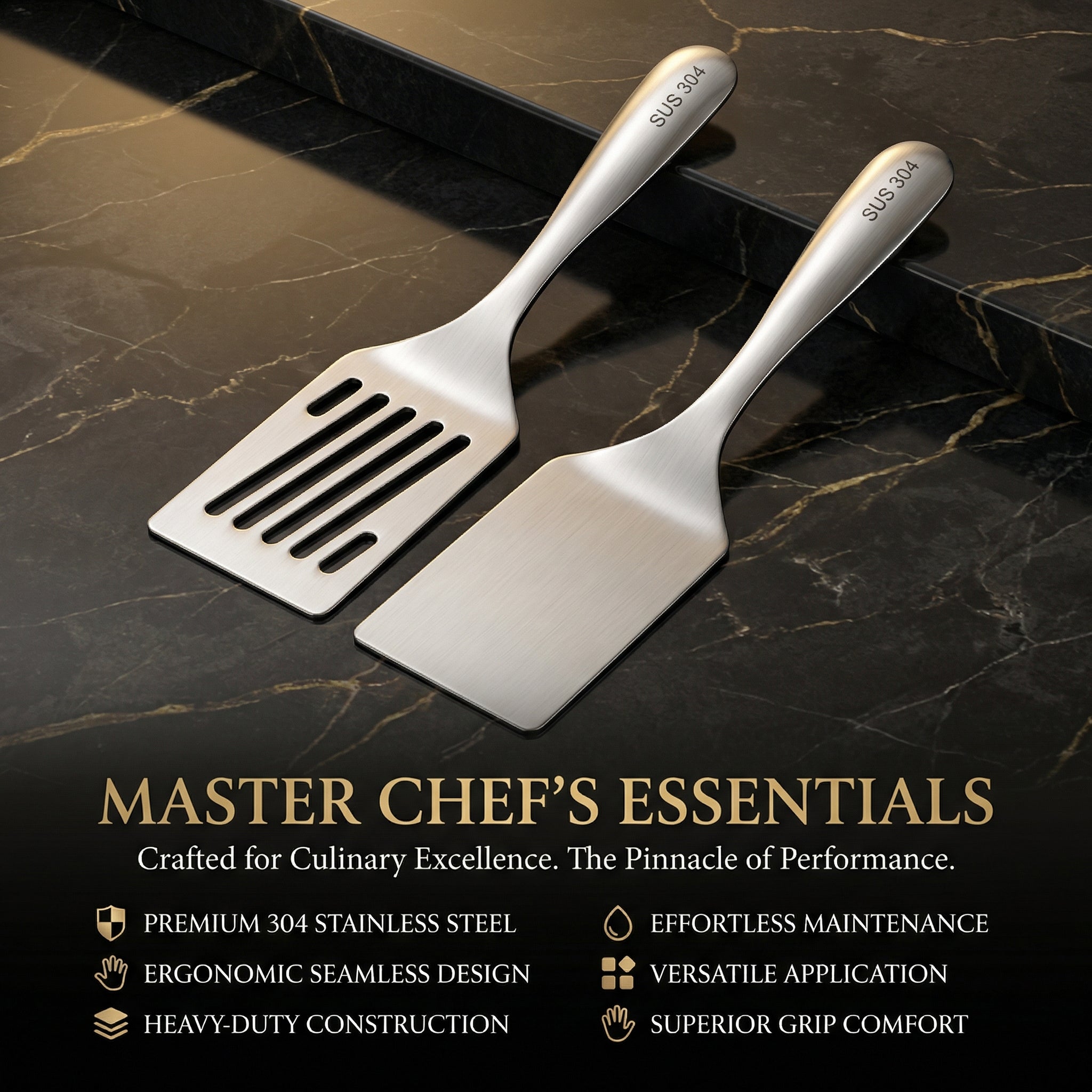 304 stainless steel Japanese-style sandblasted short-handled steak spatula