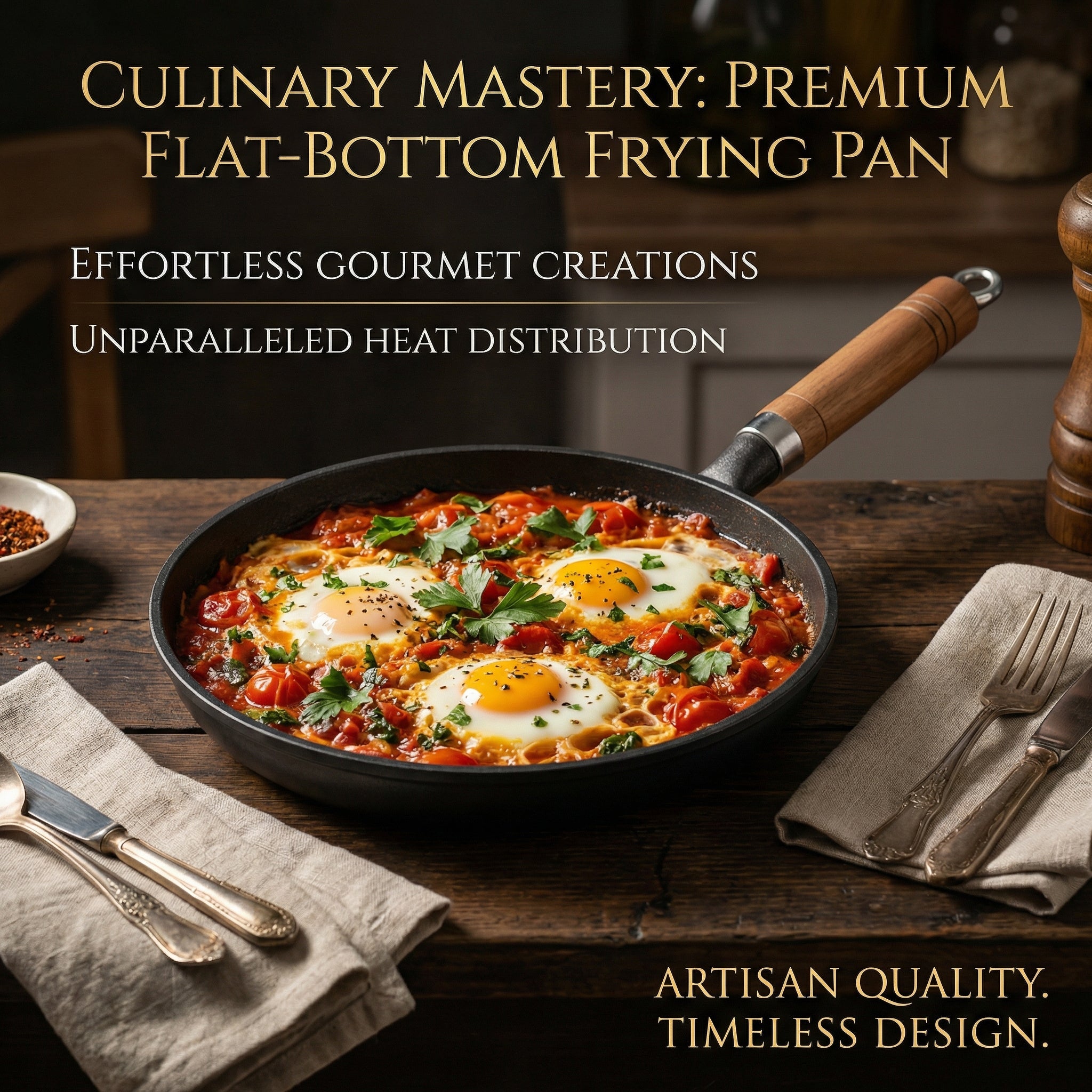 Thickened cast iron flat pan for pancakes, home-use, non-stick without coating