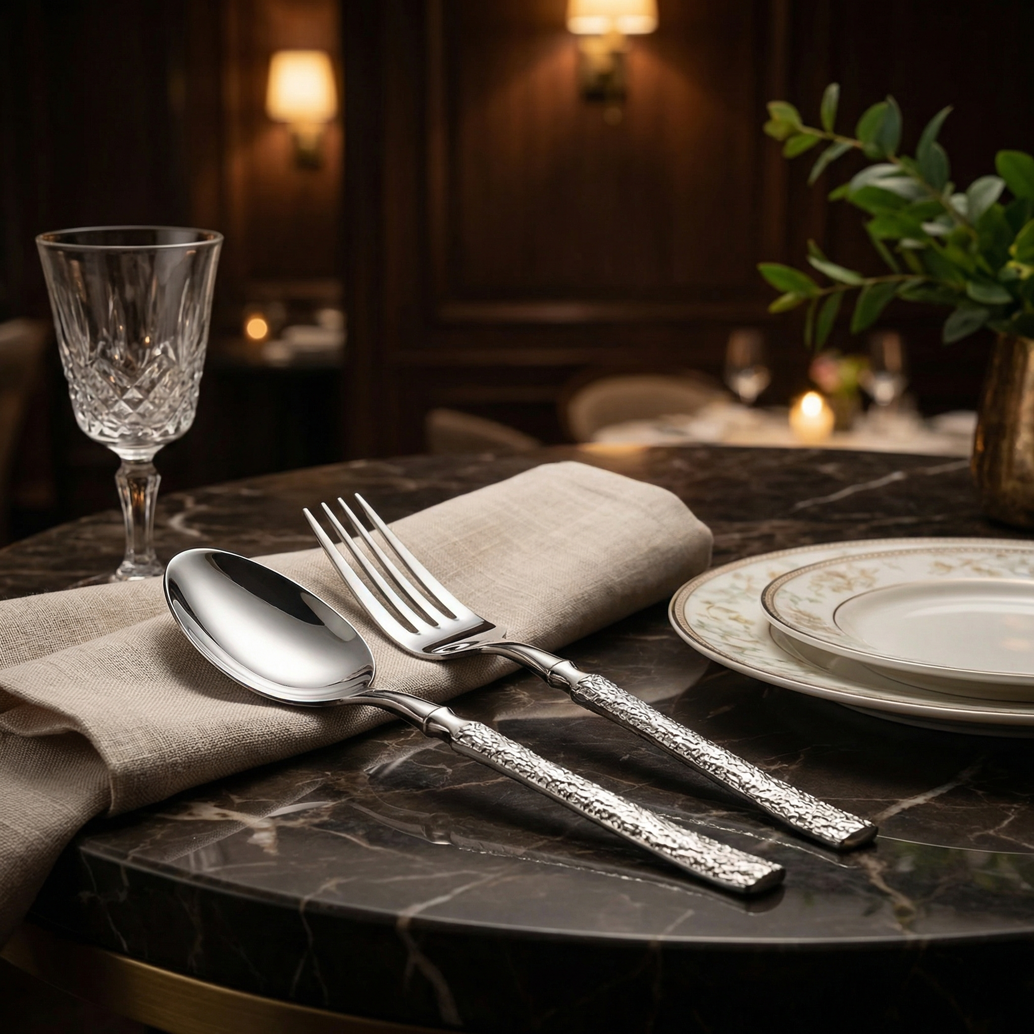 Stainless steel fork and spoon