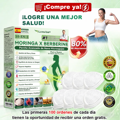 𝑳𝒖𝒙𝒂𝒓𝒊𝒔𝒆® 🍧 Moringa & Berberina 10 en 1 Parche Avanzado de Microagujas Nano (Uso diario, cambios visibles en 7 días) 👩‍⚕️ Obesidad, Diabetes, Apnea del Sueño y Problemas Articulares