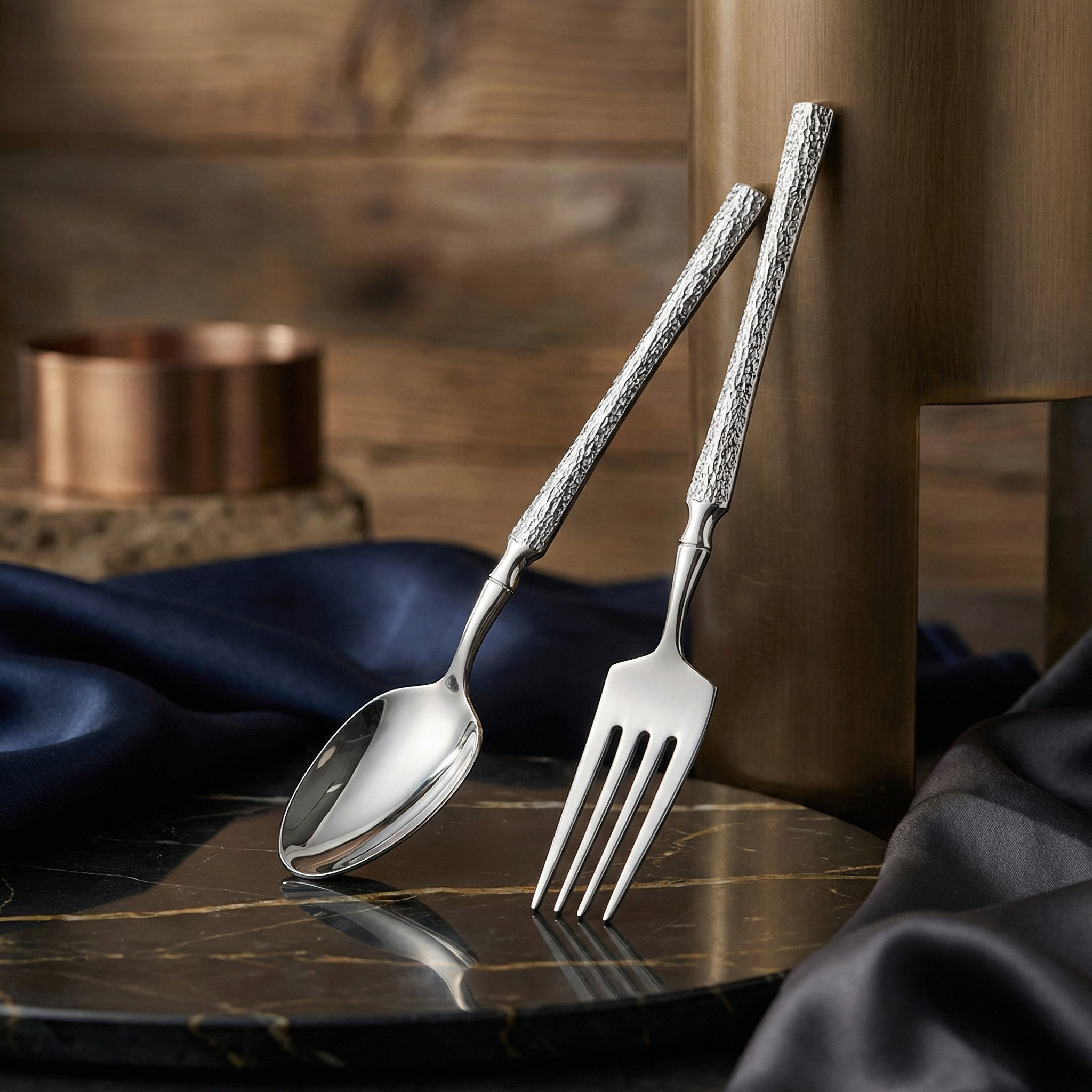 Stainless steel fork and spoon